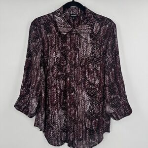 Torrid Blouse Womens 0 Snakeskin Print Sheer Long Sleeve‎ Shirt Top